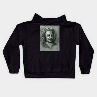 Johann Sebastian Bach - charcoal portrait Kids Hoodie